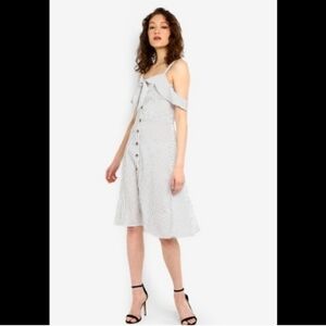 AngelEye London Cassie Cold Shoulder Button Down Dress